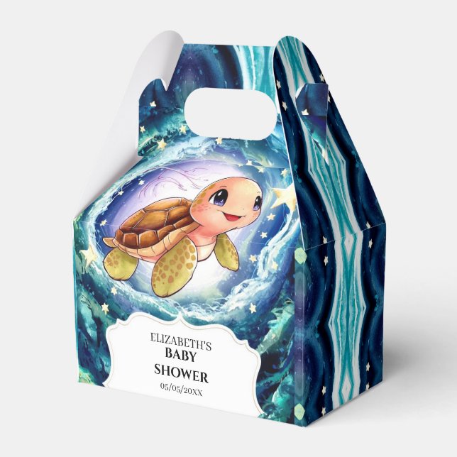 Simple Little Turtle Baby Shower Favor Boxes (Front Side)