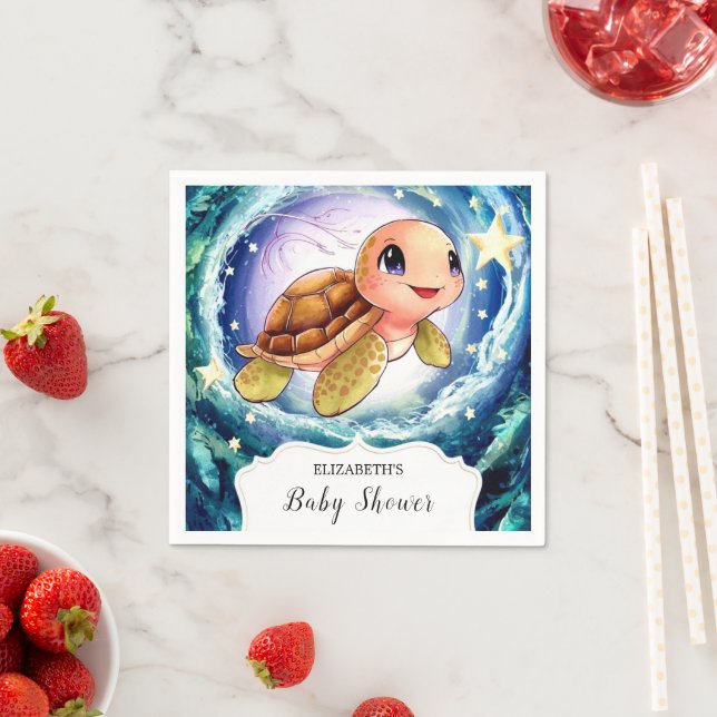 Simple Little Turtle Baby Shower Napkins (Insitu)