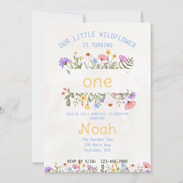 Simple Little Wildflower Birthday Invitation (Front)