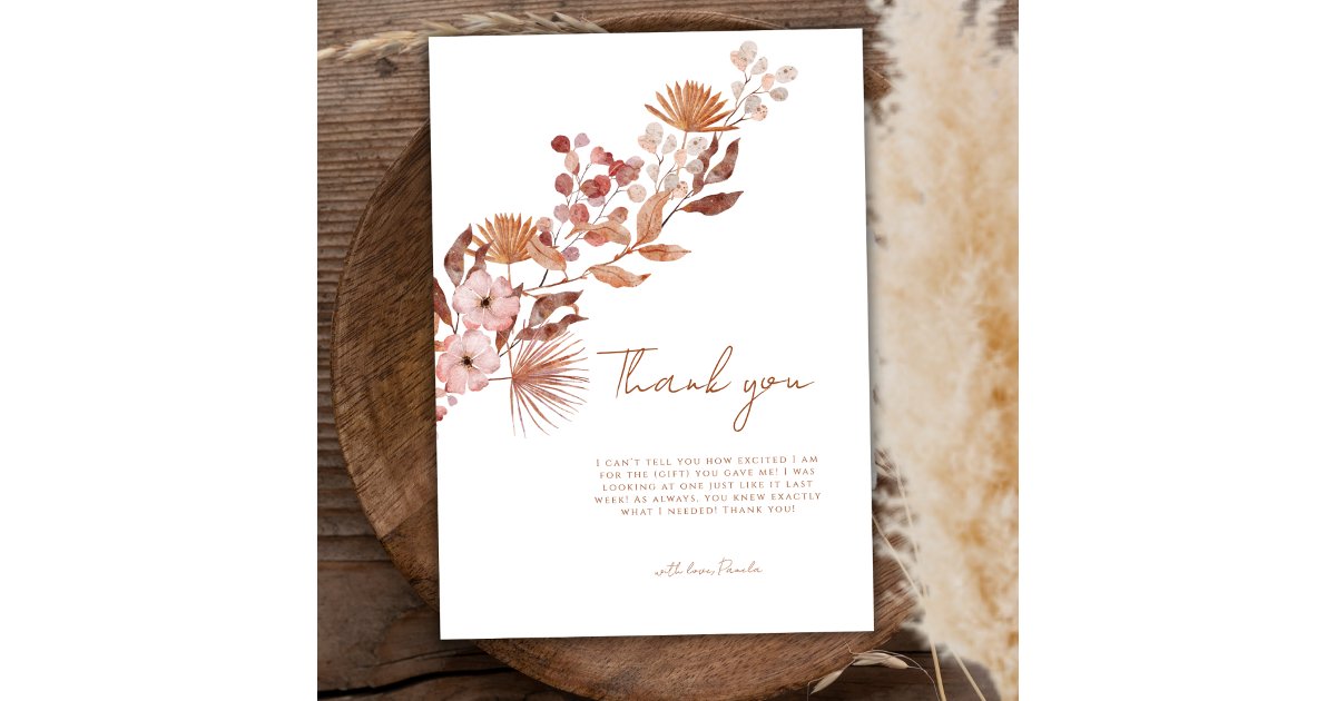 Simple Little Wildflower Boho | Fall Baby Shower Thank You Card | Zazzle