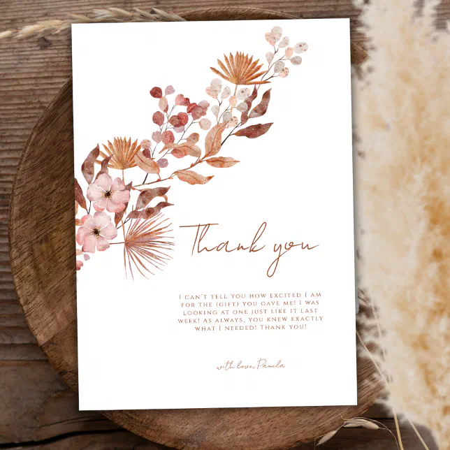 Simple Little Wildflower Boho | Fall Baby Shower Thank You Card | Zazzle