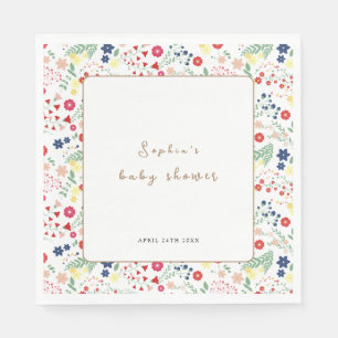 Simple little Wildflower Frame Baby Shower Napkins