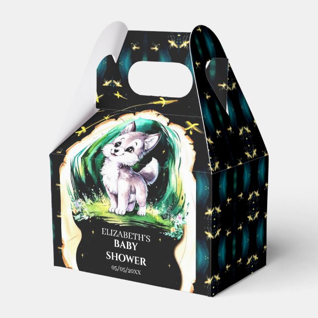 Simple Little Wolf Baby Shower Favor Boxes (Front Side)