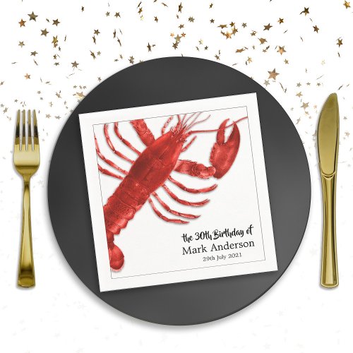 Simple Lobster Themed Birthday Party Celebration  Napkins