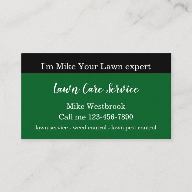 Simple Local Lawn Care Service  Business Card (Front)