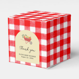 Simple Locally Grown Red Gingham Baby Shower Favor Boxes