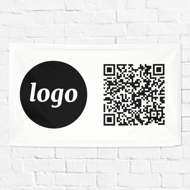 Simple Logo and Business QR Code Banner (Logo  with QR code business promotional banner)