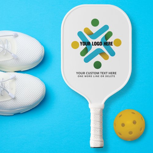 Simple Logo and Custom Text White Pickleball Paddle