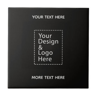Simple Logo and DesignText Business Branding Black Ceramic Tile