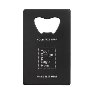 Simple Logo and DesignText Business Branding Black Credit Card Bottle Opener