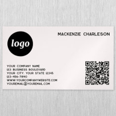 Simple Logo And Qr Code Blush Pink Business Card Magnet at Zazzle