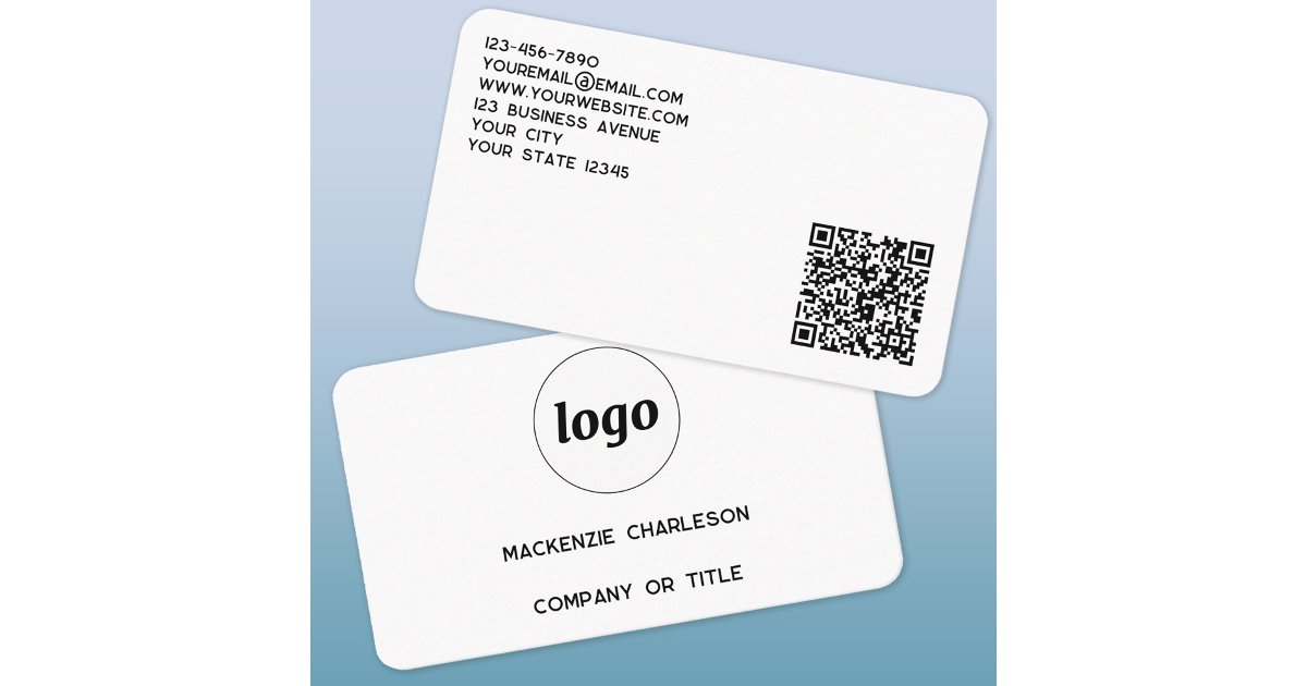 Simple Logo and QR Code Business Card | Zazzle
