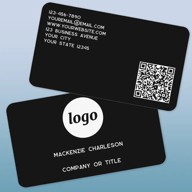 Simple Logo and QR Code Business Card | Zazzle