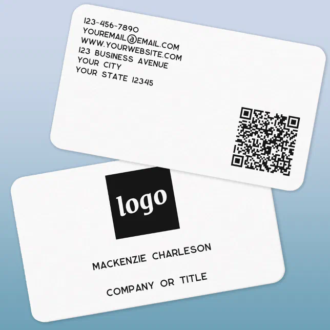 Simple Logo and QR Code Business Card | Zazzle