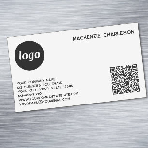 Simple Logo and QR Code Business Card Magnet