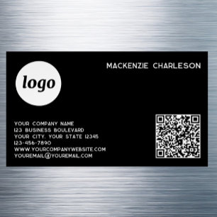 Simple Logo and QR Code Business Card Magnet