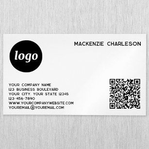 Simple Logo and QR Code Business Card Magnet