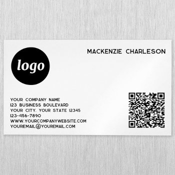 Simple Logo And Qr Code Business Card Magnet by Squirrell at Zazzle