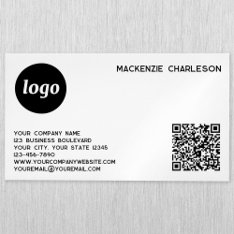 Simple Logo And Qr Code Business Card Magnet at Zazzle