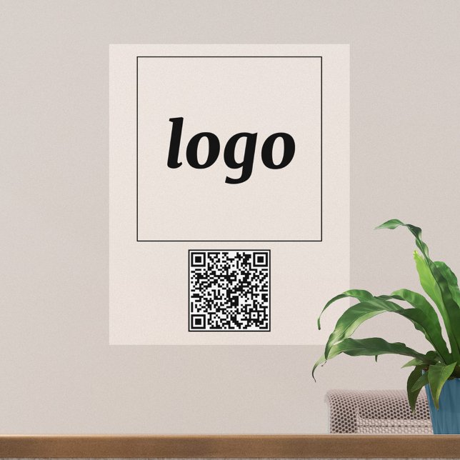 Simple Logo and QR Code Business Wall Decal (Simple logo with QR code business wall decal for office, studio, store or practice)