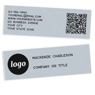 Simple Logo and QR Code Dusty Powder Blue Mini Business Card