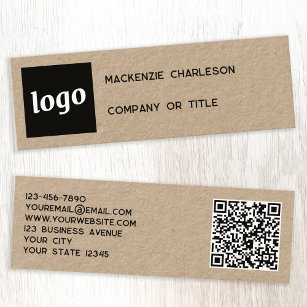 Simple Logo and QR Code Kraft Mini Business Card