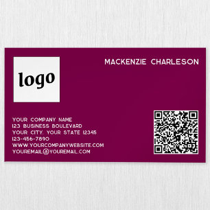 Simple Logo and QR Code Magenta Pink Business Card Magnet