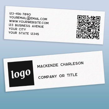 Simple Logo And Qr Code Mini Business Card by Squirrell at Zazzle