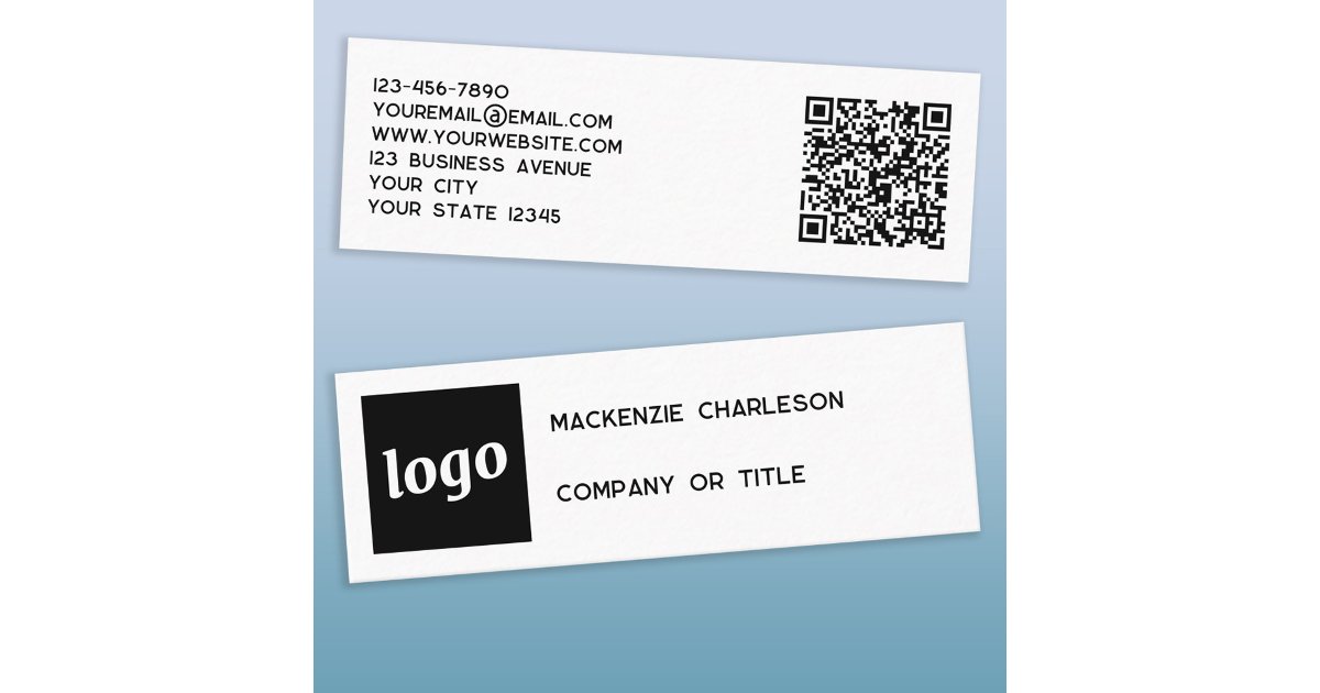 Simple Logo and QR Code Mini Business Card | Zazzle