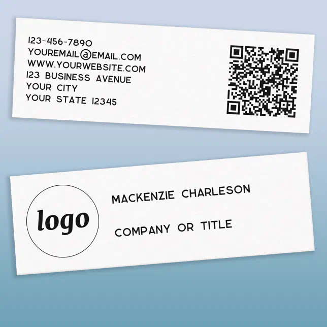 Simple Logo and QR Code Mini Business Card | Zazzle