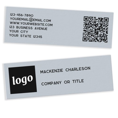 Simple Logo and QR Code Powder Blue Mini Business Card