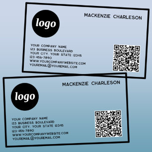 Simple Logo and QR Code Promotional Networking Clear Business Cards
