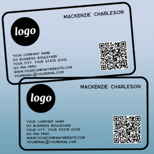 Simple Logo and QR Code Promotional Networking Clear Business Cards