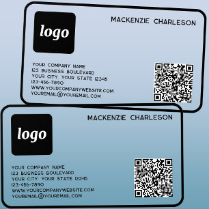 Simple Logo and QR Code Promotional Networking Clear Business Cards