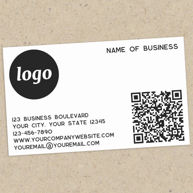 Simple Logo and QR Code Rectangular Sticker (Logo QR code with custom text business promotional sticker)