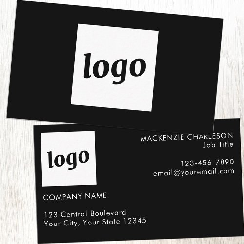 Simple Logo and Text Black Business Card