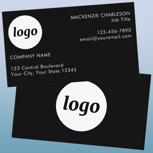 Simple Logo and Text Black Business Card