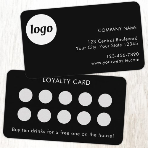 Simple Logo and Text Black Customer Loyalty Card