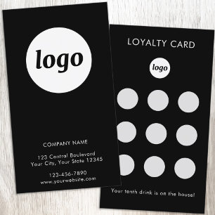 Simple Logo and Text Black Customer Loyalty Card