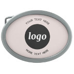 Simple Logo and Text Blush Pink Business Belt Buckle<br><div class="desc">Simple minimalist logo and custom text to promote your business.  Replace the logo and text with your own to customize,  and change the background and text color to match your own branding.</div>