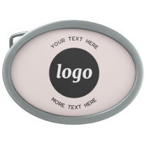 Simple Logo and Text Blush Pink Business Belt Buckle