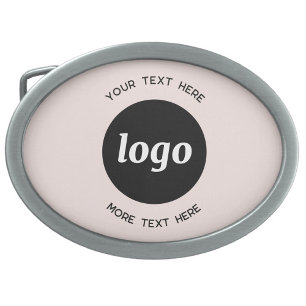 Simple Logo and Text Blush Pink Business Belt Buckle