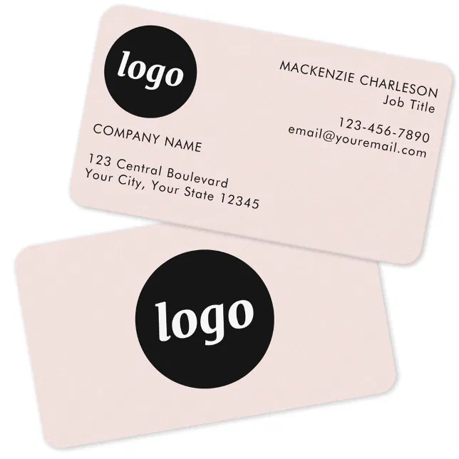 Simple Logo and Text Blush Pink Business Card Zazzle