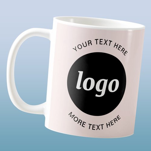 Simple Logo and Text Blush Pink Business Coffee Mug