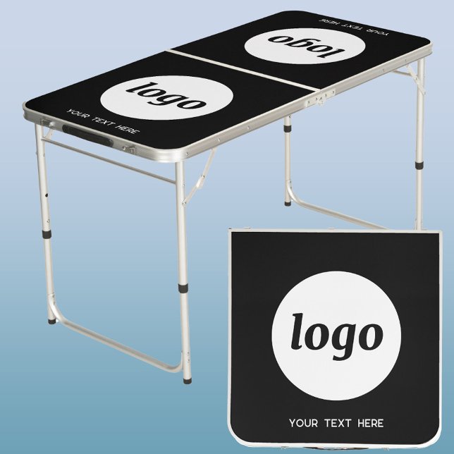 Simple Logo and Text Business Beer Pong Table (Simple logo with custom text business promotional beer pong table)
