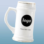 Simple Logo and Text Business Beer Stein<br><div class="desc">Simple logo and custom text for your business.  Replace the logo and text with your own to customize.  Use them yourself,  give them to your employees and co-workers,  sell them to customers and clients or give them away as promotional material to inspire customer loyalty.</div>