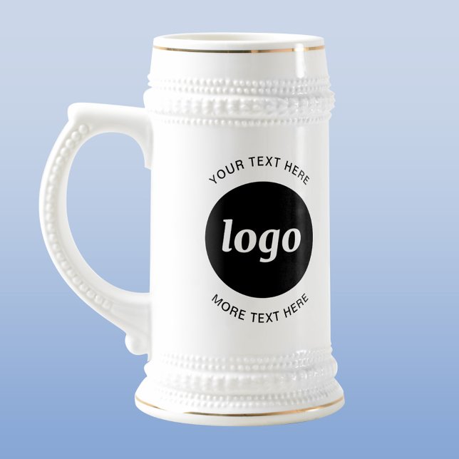 Simple Logo and Text Business Beer Stein (Logo with custom text business promotional beer stein mug)