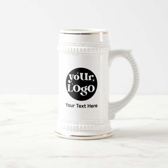 Simple Logo and Text Business Beer Stein (Right)