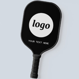 Simple Logo and Text Business Black Pickleball Paddle