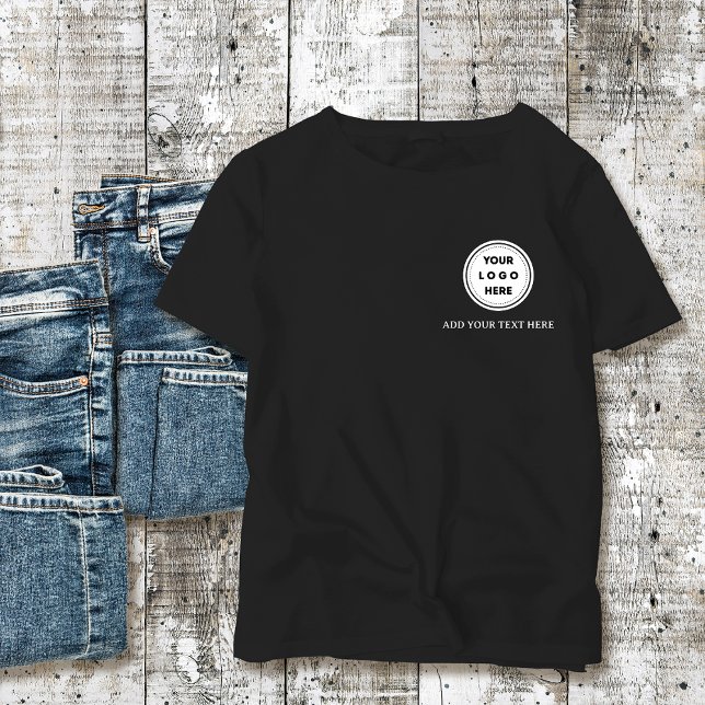 Simple Logo and Text Business Black T-Shirt (Creator Uploaded)